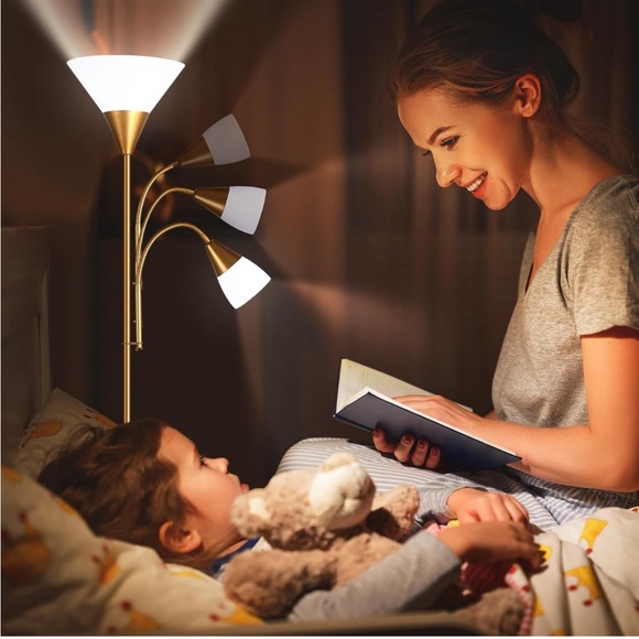 GoldFloor Lamp 🛋️StandingLamp6W LED💡Torchlight w 5W AdjustableReading📖Lamp🛋️ - Picture 8 of 9